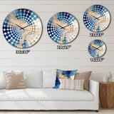 Blue and Gold Marble Clouds VII - Abstract Metal Wall Clock