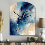Blue and Gold Marble Clouds VIII - Asymmetric Metal Wall Clock