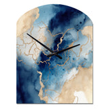 Blue and Gold Marble Clouds VIII - Asymmetric Metal Wall Clock