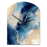 Blue and Gold Marble Clouds VIII - Asymmetric Metal Wall Clock