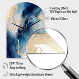 Blue and Gold Marble Clouds VIII - Asymmetric Metal Wall Clock