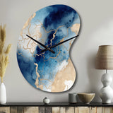 Blue and Gold Marble Clouds VIII - Asymmetric Metal Wall Clock