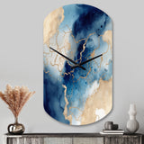 Blue and Gold Marble Clouds VIII - Asymmetric Metal Wall Clock