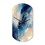 Blue and Gold Marble Clouds VIII - Asymmetric Metal Wall Clock