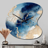 Blue and Gold Marble Clouds VIII - Asymmetric Metal Wall Clock
