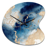Blue and Gold Marble Clouds VIII - Asymmetric Metal Wall Clock
