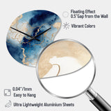 Blue and Gold Marble Clouds VIII - Asymmetric Metal Wall Clock