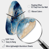 Blue and Gold Marble Clouds VIII - Asymmetric Metal Wall Clock