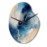 Blue and Gold Marble Clouds VIII - Asymmetric Metal Wall Clock