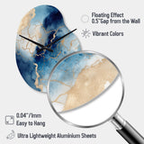 Blue and Gold Marble Clouds VIII - Asymmetric Metal Wall Clock