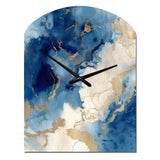 Blue and Gold Marble Clouds X - Asymmetric Metal Wall Clock
