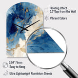 Blue and Gold Marble Clouds X - Asymmetric Metal Wall Clock
