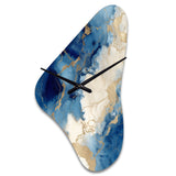Blue and Gold Marble Clouds X - Asymmetric Metal Wall Clock