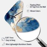 Blue and Gold Marble Clouds X - Asymmetric Metal Wall Clock