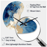 Blue and Gold Marble Clouds X - Asymmetric Metal Wall Clock