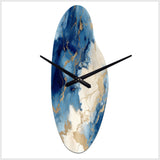 Blue and Gold Marble Clouds X - Asymmetric Metal Wall Clock