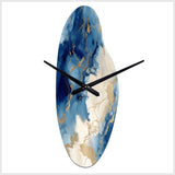 Blue and Gold Marble Clouds X - Asymmetric Metal Wall Clock