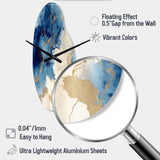 Blue and Gold Marble Clouds X - Asymmetric Metal Wall Clock