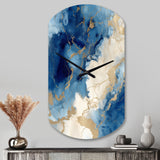 Blue and Gold Marble Clouds X - Asymmetric Metal Wall Clock