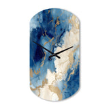Blue and Gold Marble Clouds X - Asymmetric Metal Wall Clock