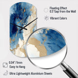 Blue and Gold Marble Clouds X - Asymmetric Metal Wall Clock