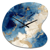Blue and Gold Marble Clouds X - Asymmetric Metal Wall Clock