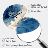 Blue and Gold Marble Clouds X - Asymmetric Metal Wall Clock