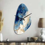 Blue and Gold Marble Clouds X - Asymmetric Metal Wall Clock