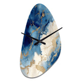 Blue and Gold Marble Clouds X - Asymmetric Metal Wall Clock