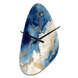 Blue and Gold Marble Clouds X - Asymmetric Metal Wall Clock