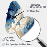 Blue and Gold Marble Clouds X - Asymmetric Metal Wall Clock