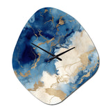 Blue and Gold Marble Clouds X - Asymmetric Metal Wall Clock