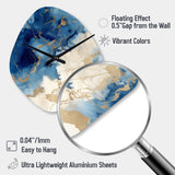 Blue and Gold Marble Clouds X - Asymmetric Metal Wall Clock