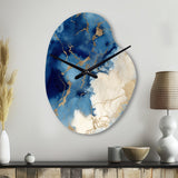 Blue and Gold Marble Clouds X - Asymmetric Metal Wall Clock