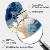 Blue and Gold Marble Clouds X - Asymmetric Metal Wall Clock