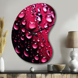 Red Rose with Raindrops XVIII - Asymmetric Metal Wall Clock
