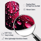 Red Rose with Raindrops XVIII - Asymmetric Metal Wall Clock