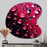 Red Rose with Raindrops XVIII - Asymmetric Metal Wall Clock