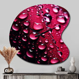 Red Rose with Raindrops XVIII - Asymmetric Metal Wall Clock