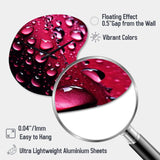 Red Rose with Raindrops XVIII - Asymmetric Metal Wall Clock