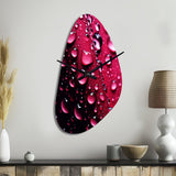 Red Rose with Raindrops XVIII - Asymmetric Metal Wall Clock