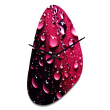 Red Rose with Raindrops XVIII - Asymmetric Metal Wall Clock