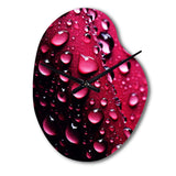 Red Rose with Raindrops XVIII - Asymmetric Metal Wall Clock