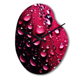 Red Rose with Raindrops XVIII - Asymmetric Metal Wall Clock