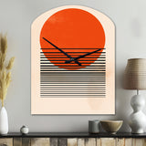 Minimal Geometric Orange Bold Sunset II - Asymmetric Metal Wall Clock