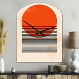 Minimal Geometric Orange Bold Sunset II - Asymmetric Metal Wall Clock
