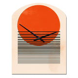 Minimal Geometric Orange Bold Sunset II - Asymmetric Metal Wall Clock