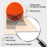 Minimal Geometric Orange Bold Sunset II - Asymmetric Metal Wall Clock