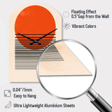 Minimal Geometric Orange Bold Sunset II - Asymmetric Metal Wall Clock