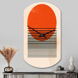 Minimal Geometric Orange Bold Sunset II - Asymmetric Metal Wall Clock